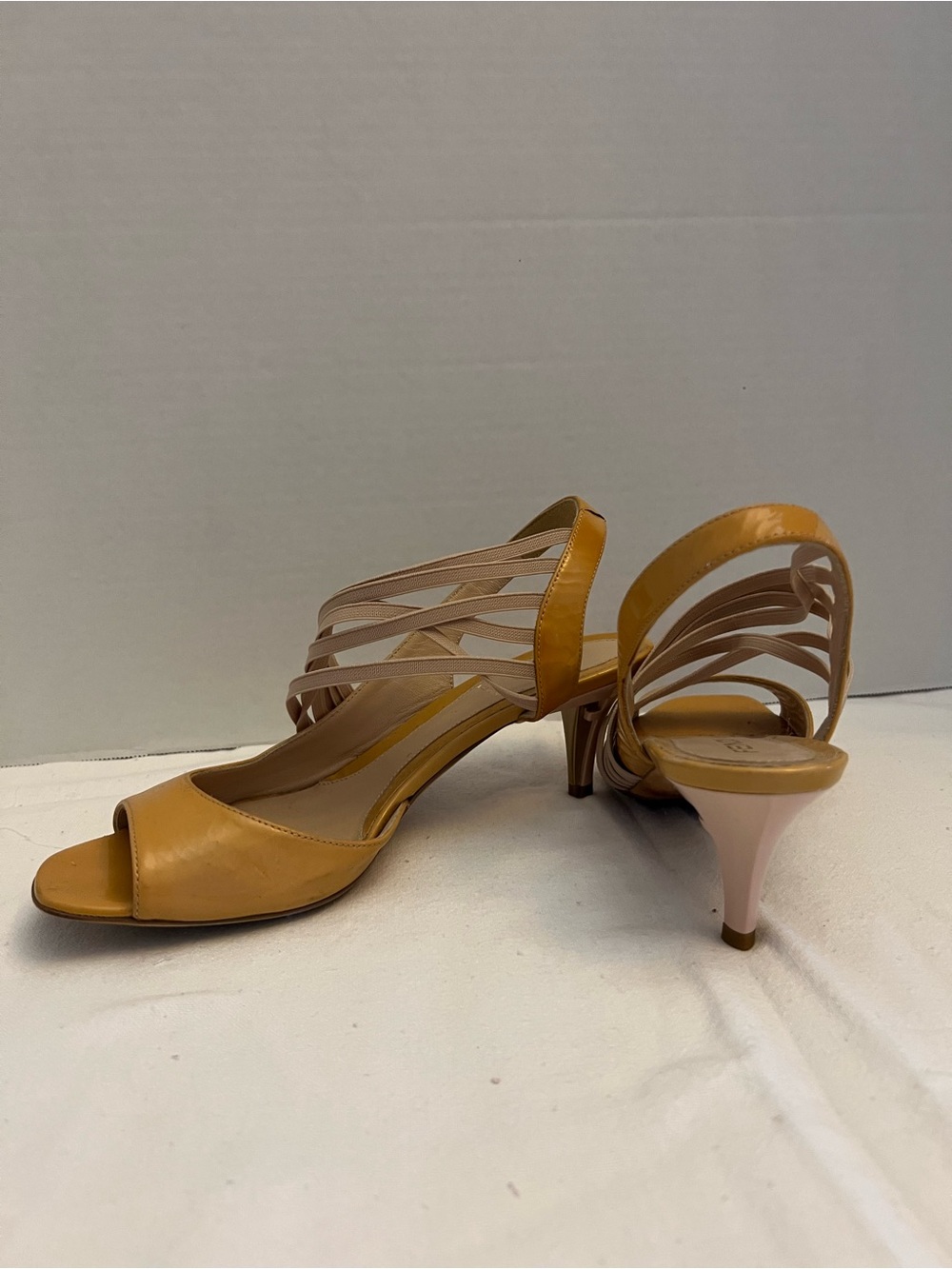 Fendi Strappy Open-Toe Heels in Mustard